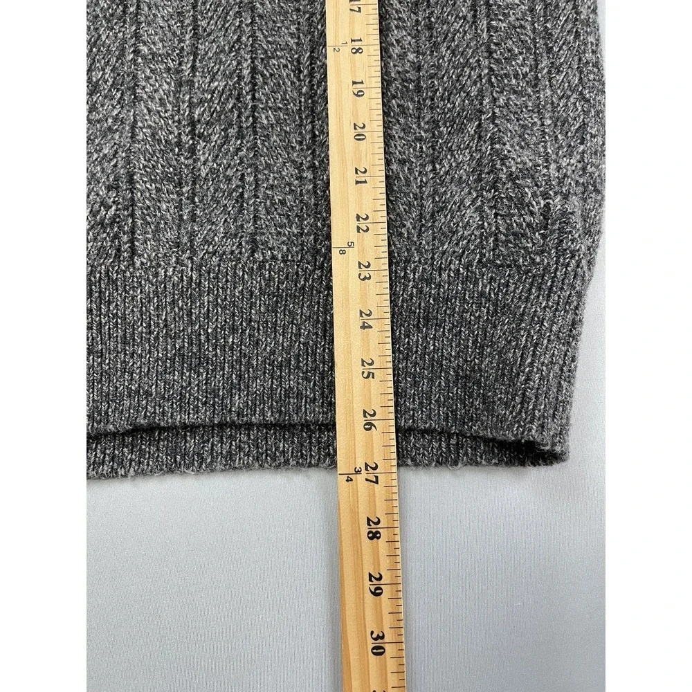 Banana Republic Mens Sweater Medium Gray‎ Lambswool Blend Shawl Collar Fisherman